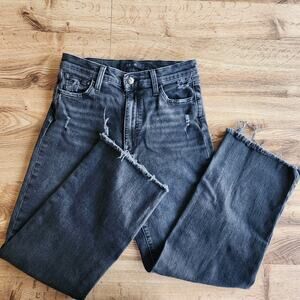 Joe's Jeans SZ 26 Black/Charcoal Wash Straight-leg Raw hems Distress